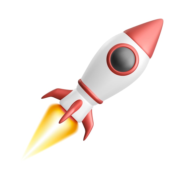 3d realistic rocket isolated on white background Vector illustration