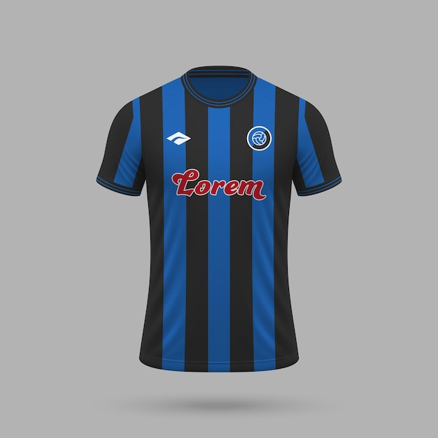 Vector 3d realistic soccer jersey in atalanta style football shirt template