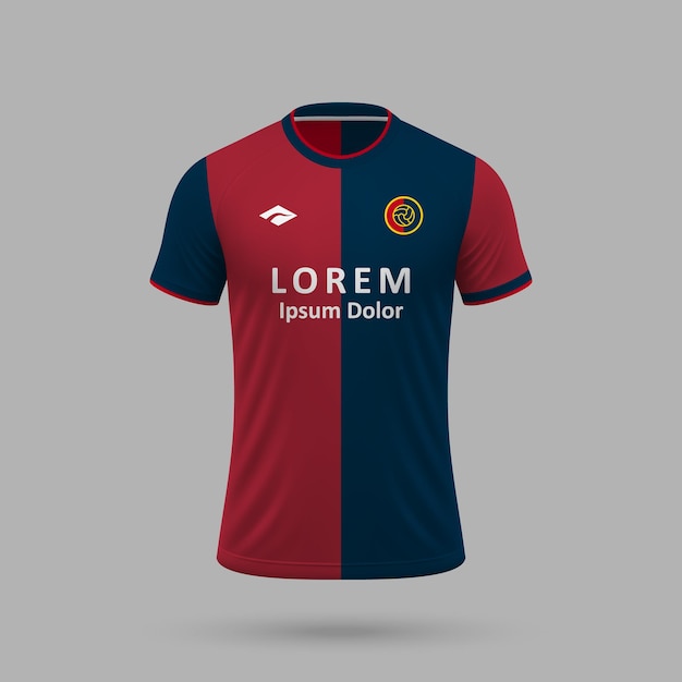 Vector 3d realistic soccer jersey in genoa style football shirt template