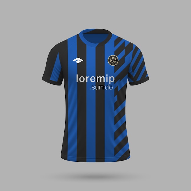 Vector 3d realistic soccer jersey in inter style football shirt template