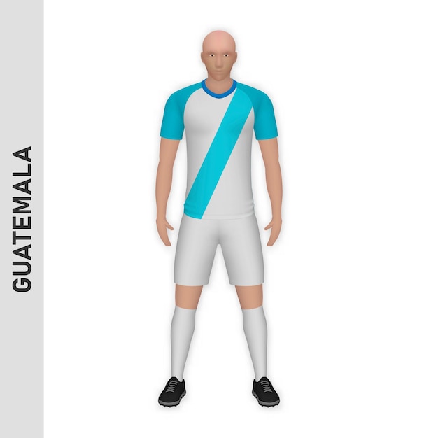 Vector 3d realistic soccer player mockup guatemala football team kit t