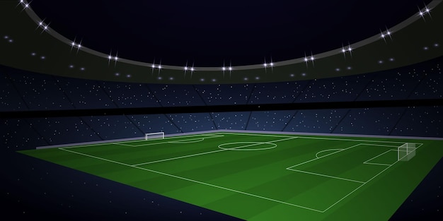 3d realistic soccer stadium at night