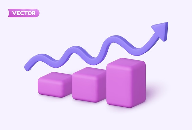 3D realistic upward arrow Represents successful business strategy