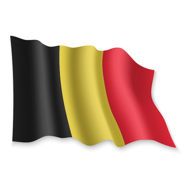 3D Realistic waving Flag of Belgium on white background