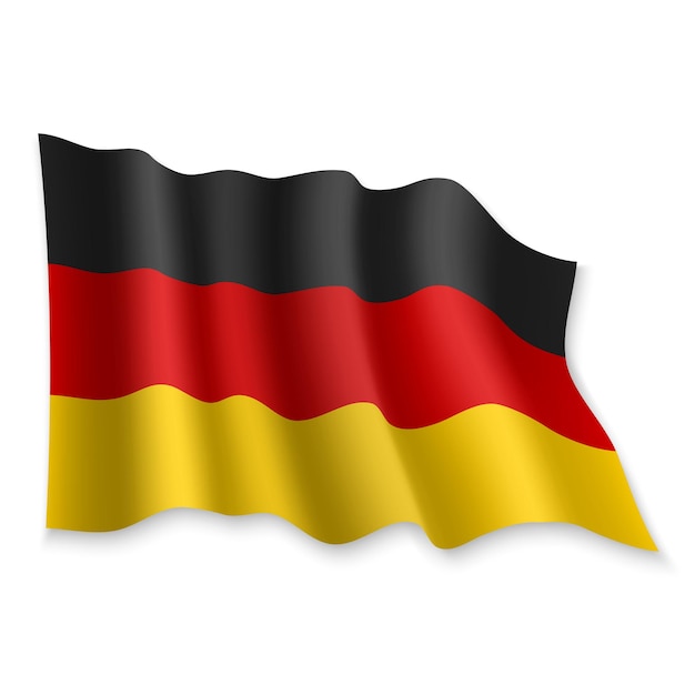 3D Realistic waving Flag of Germany on white background