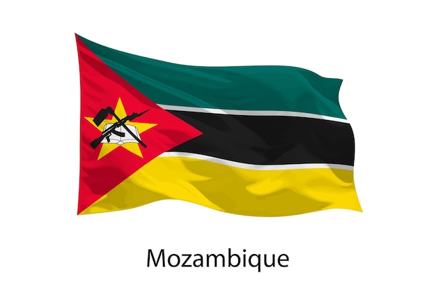 3d realistic Waving flag of Mozambique Isolated