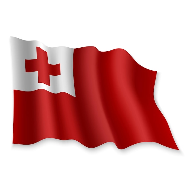 3D Realistic waving Flag of Tonga on white background