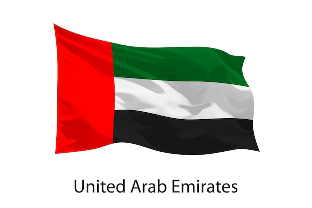 3d realistic Waving flag of United Arab Emirates Isolated