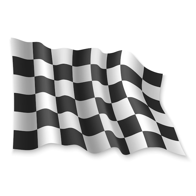 3D Realistic waving Race Flag on white background