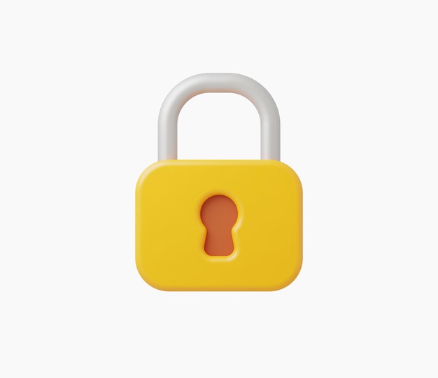 3d Realistic Yellow Locked padlock vector illustration