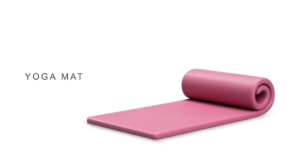 Vector 3d realistic yoga mat on white background vector illustration