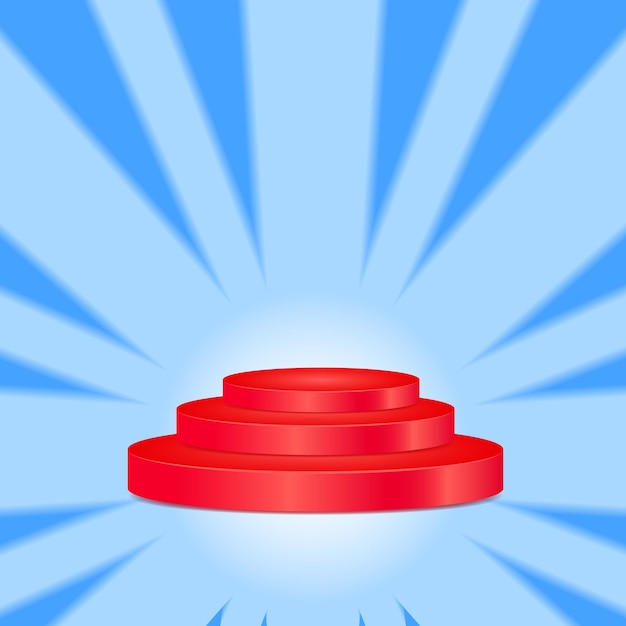 3d red circle podium. shine abstract background. blue, modern and elegant style