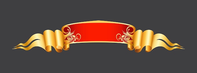 3D red and golden fabric ribbon