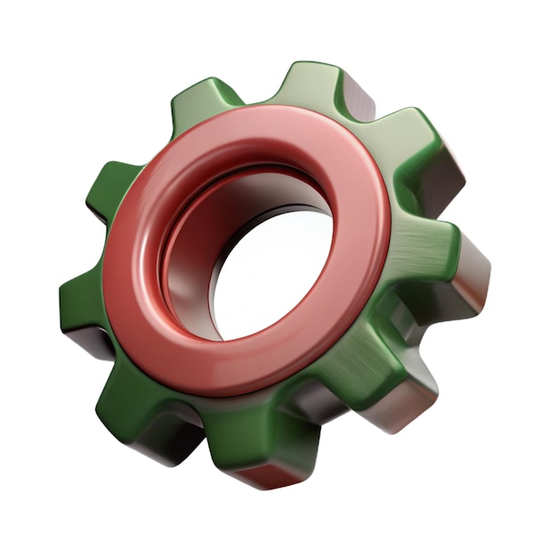 3D Red and Green Gear Cogwheel