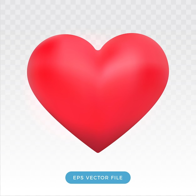 3d red heart shape realistic 3d vector set