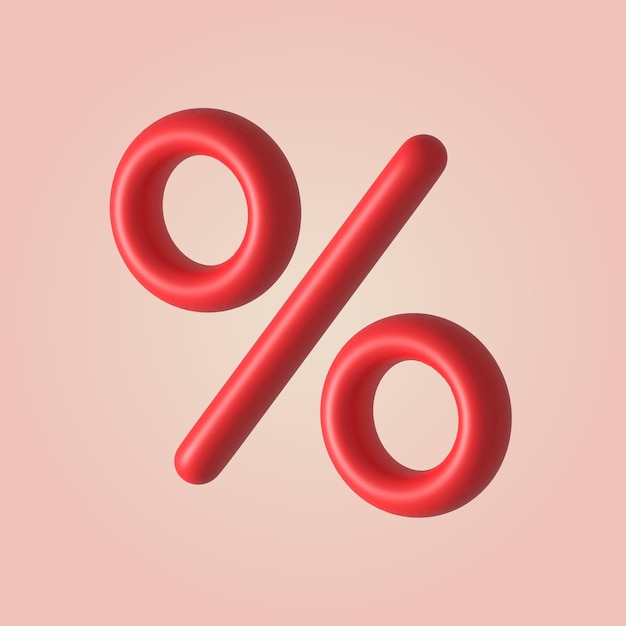 3d red shiny percent sign Seasonal sales and discounts Vector