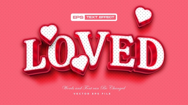 3D Red Valentines Love Text Effect