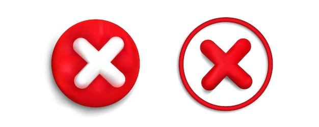 3d red x cross in circle wrong and error sign