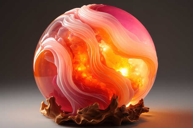 Vector 3d render of abstract art 3d ball or sphere in organic curve round wavy smooth and soft bio forms