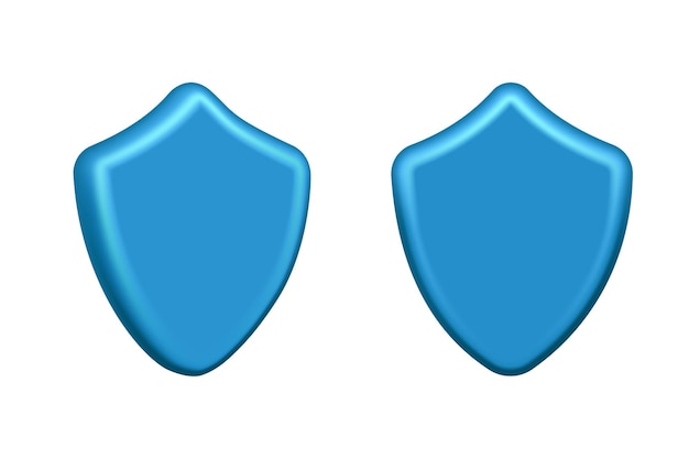 3d Render Concept of cybersecurity and personal data protection in the form of a shield Volume shield icons Phone computer app or financial protection Isolated 3d Vector Illustration