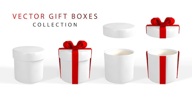 3D render and draw by mesh realistic gift box with bow. Paper box with shadow isolated on white background. Vector illustration.