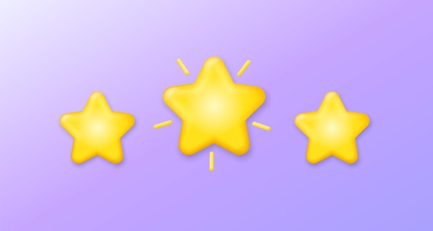 3D render glossy stars review concept