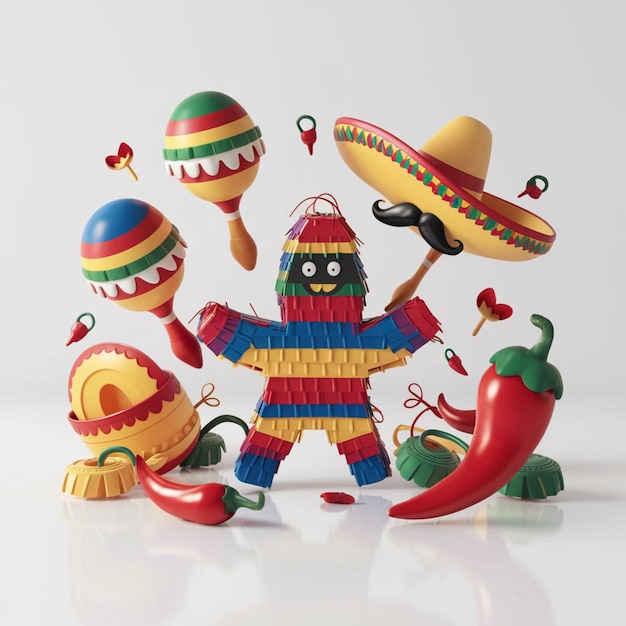 3D render illustration of Cinco de Mayo