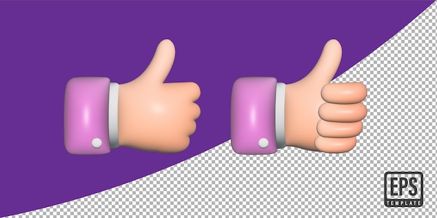 3d render Like thumbs up icon 3D bubble like button like sign feedback concept on transparent back