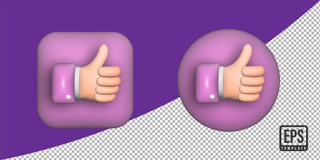 3d render Like thumbs up icon 3D bubble like button like sign feedback concept on transparent back