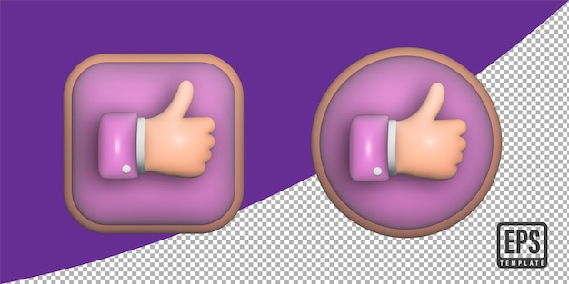 3d render Like thumbs up icon 3D bubble like button like sign feedback concept on transparent back