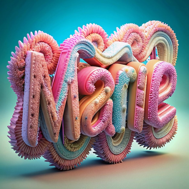 Vector 3d render of the name marie with colorful texture