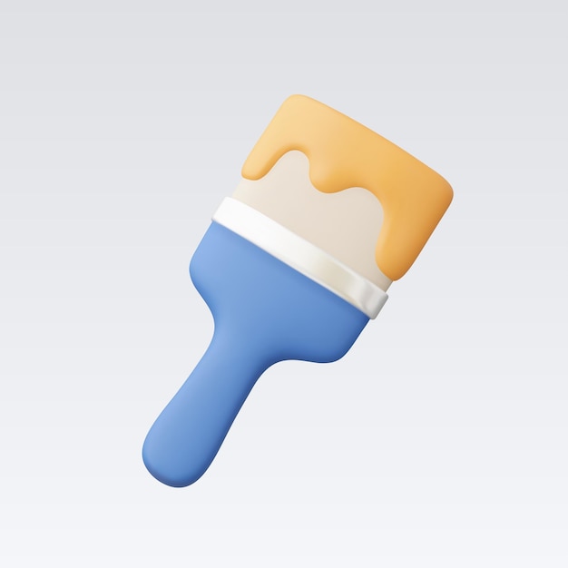 Vector 3d render of a paint brush with dripping paint