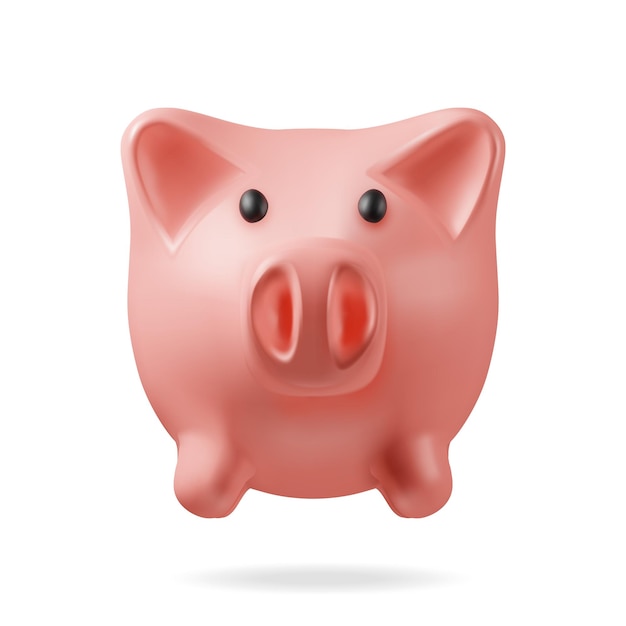 3D Render Plastic Piggy Bank for Money