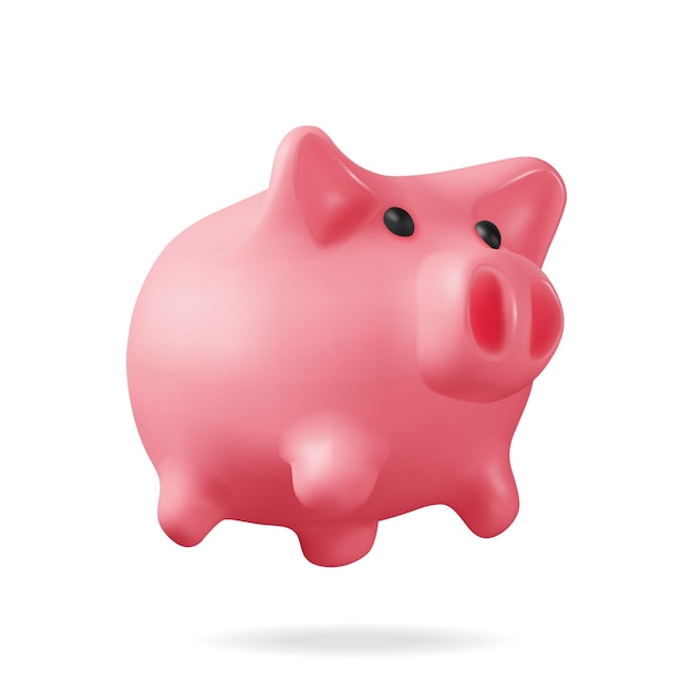 3D Render Plastic Piggy Bank for Money