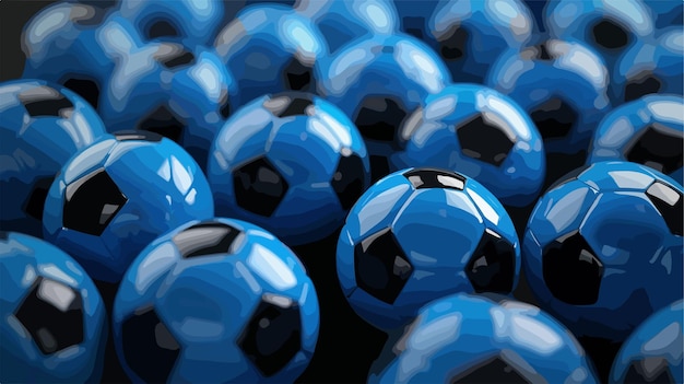 Vector 3d rendered blue soccer balls on black background