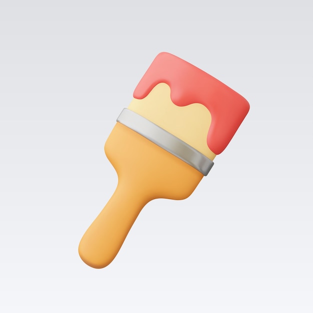 Vector 3d rendered paint brush with red paint