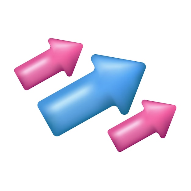 3D rendering arrow pointer icon. with the concept of increasing business and investment.