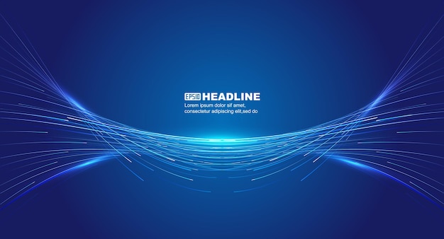 3d rendering blue curved light fiber Internet technology sense background