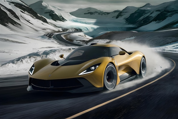 3D rendering of a brandless generic futuristic sports car