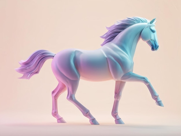 Vector 3d rendering horse in a pastel colored studio on pink background computer digital art