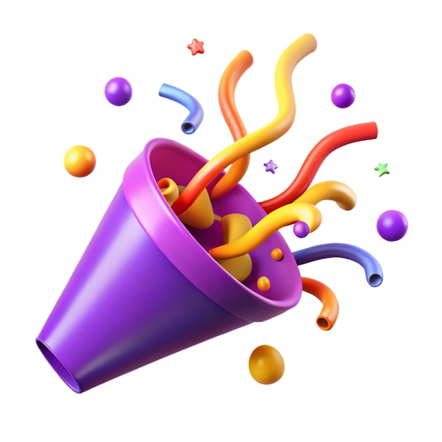 Vector 3d rendering plastic party popper icon