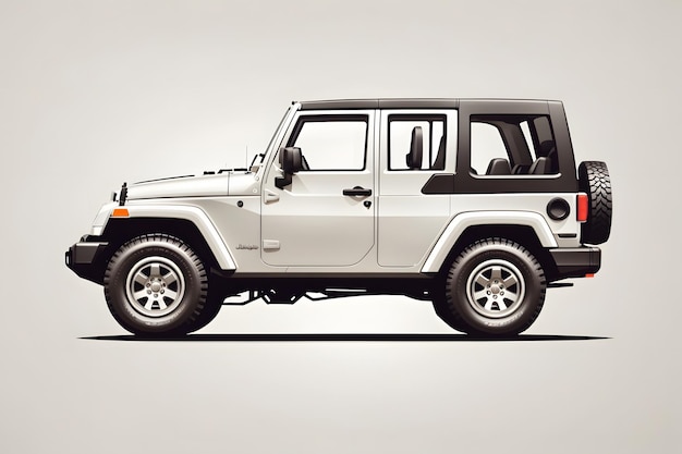 Vector 3d renderings of various angle of a jeep wrangler on white background