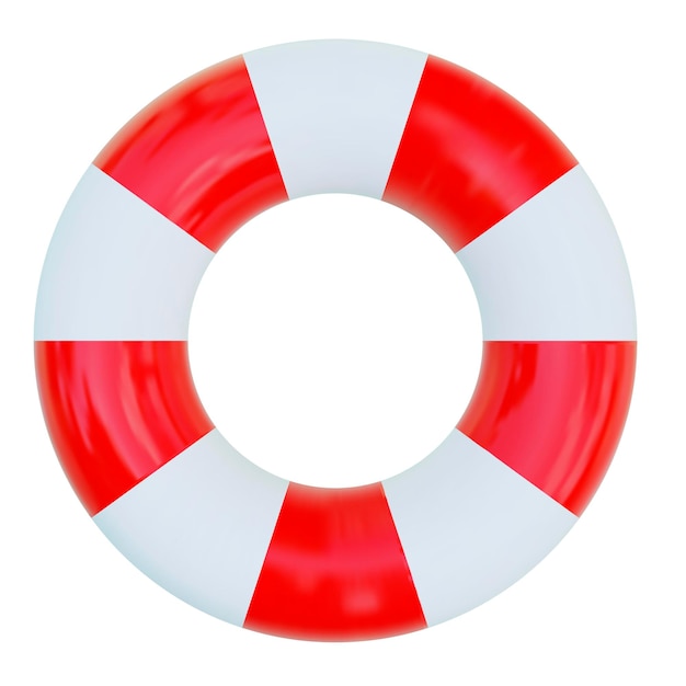 3d rescue life buoy icon on isolated background Rubber ring or inflatable buoy red and white colors Stock vector illustration