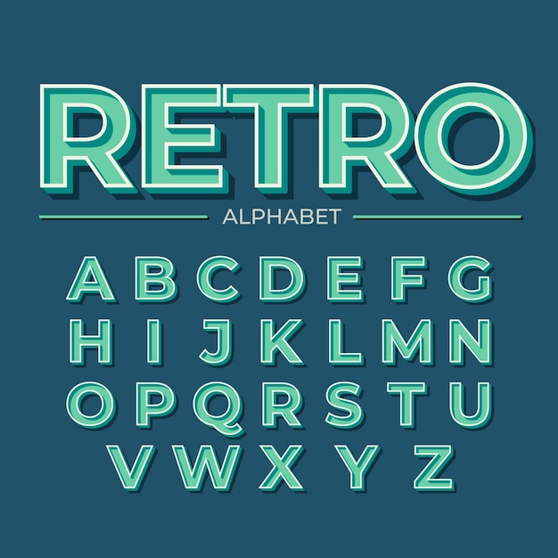 3d retro design for alphabet