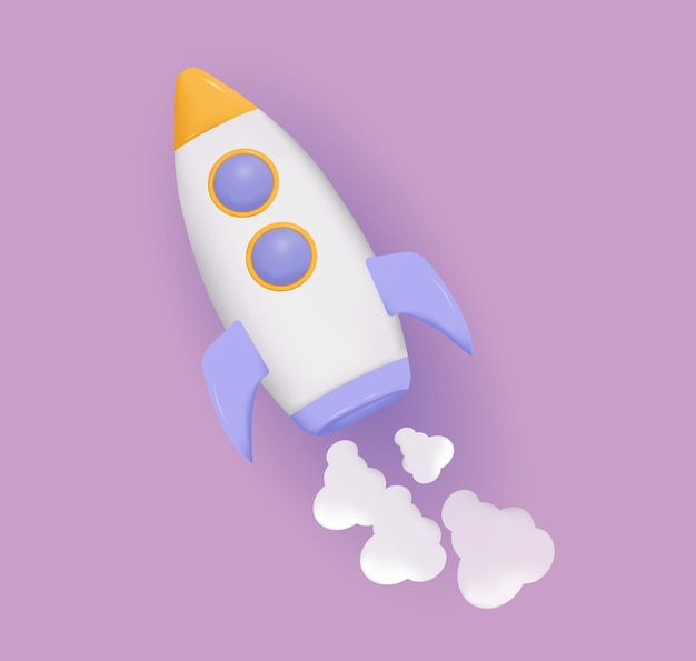 3d rocket realistic with background