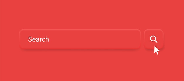 3d search bar frame template in red with magnifier icon or search boxes frames for web page browser