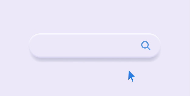 3d Search bar frame template in white with magnifier icon or search boxes frames with mouse click