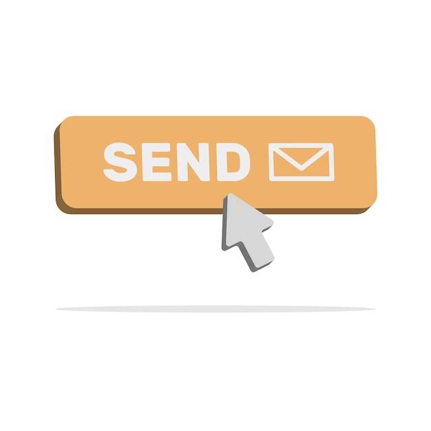 3d send button with arrow in minimal cartoon style