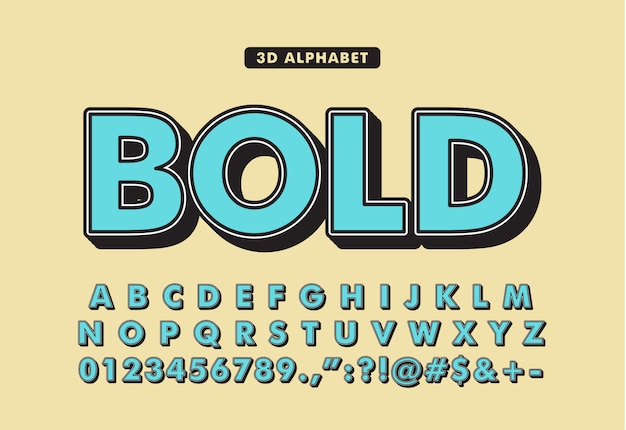 3D set custom bold font alphabet 