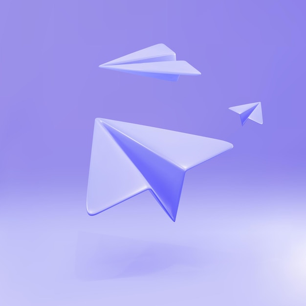 3D set lilac planes icon on a blue background